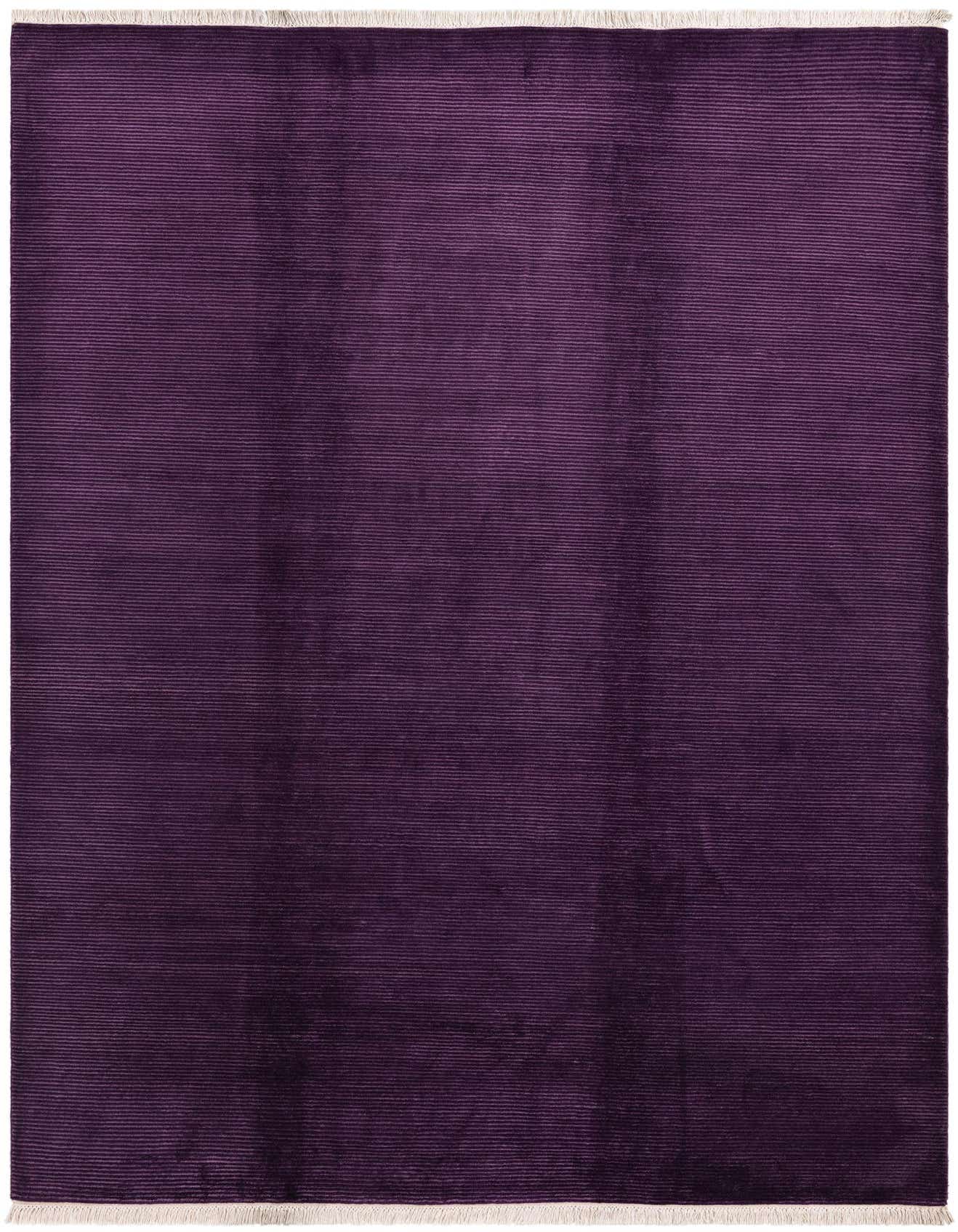 A 7x10 rectangular Darya rug by Rugs.com in deep purple, featuring a subtle ribbed texture and short white fringe.