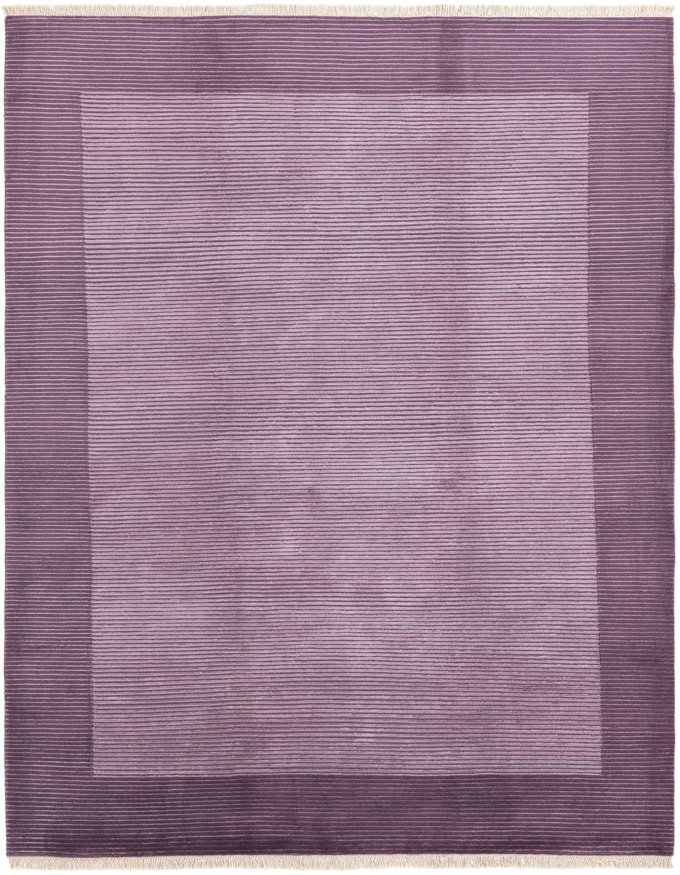 A 7x10 rectangular Darya rug in varying shades of purple, featuring a modern striped pattern and a subtle border.