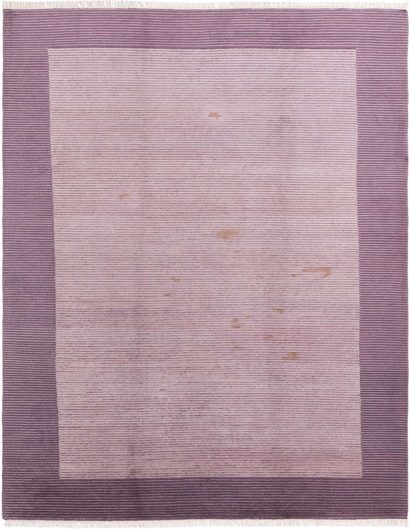 A 6x9 rectangular Darya rug with a modern Oriental design, featuring a light purple center and a darker purple border.