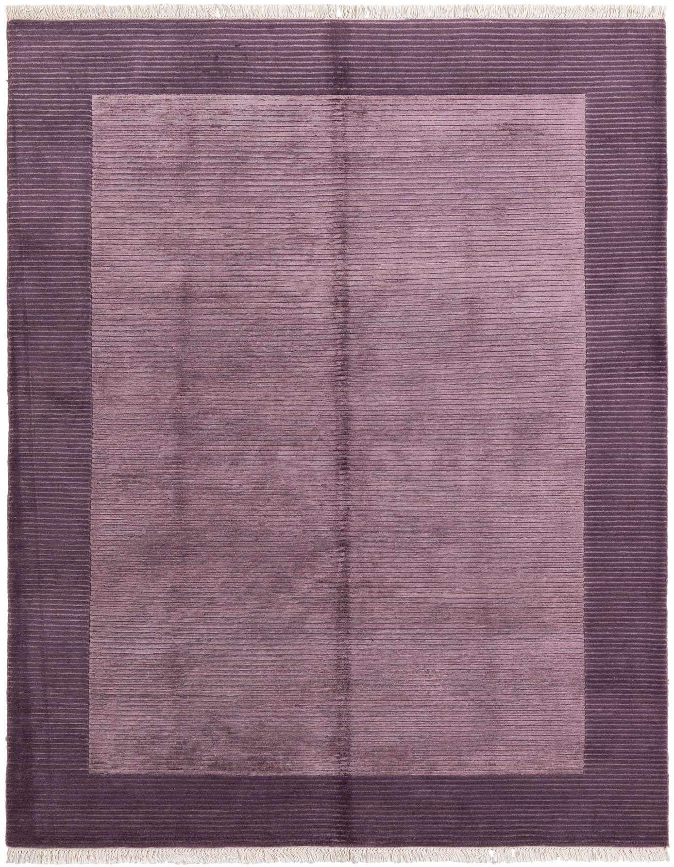 A 5x8 rectangular Darya rug in varying shades of purple, featuring a modern striped pattern and a darker border.