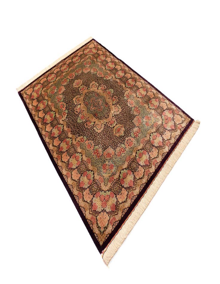 Detail image of  4' 5 x 6' 2 Ghom Silk Rug