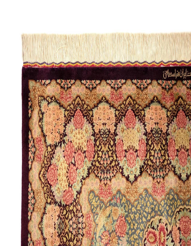 Detail image of  4' 5 x 6' 2 Ghom Silk Rug