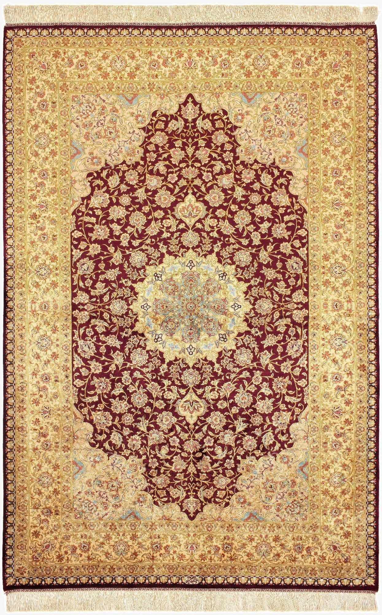  5' 2 x 7' 9 Ghom Silk Rug