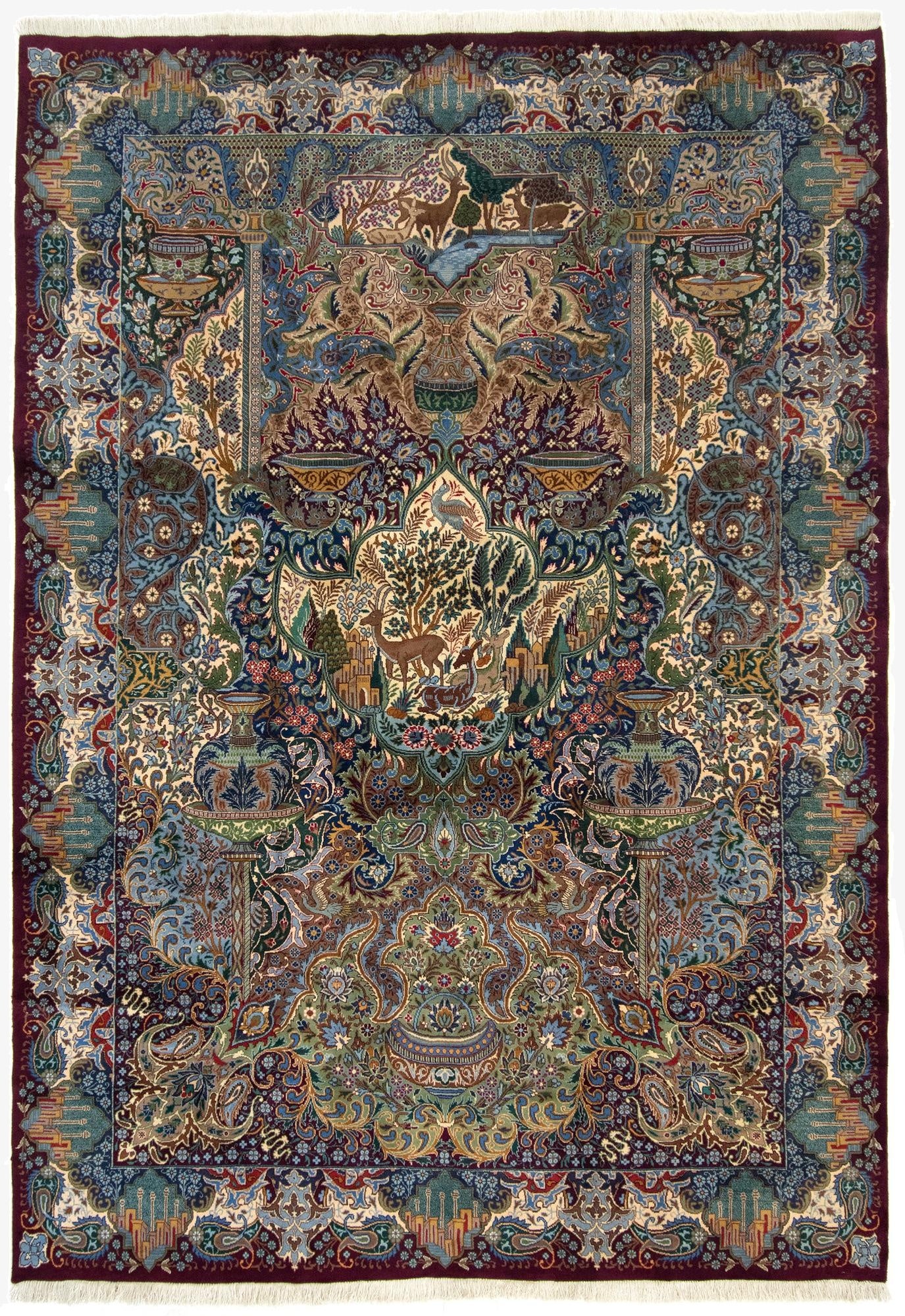  8' x 11' 5  Hand Knotted Kashmar Persian Wool Rug