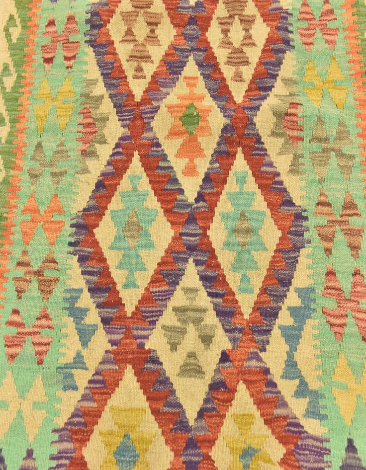 Detail image of  3' 8 x 4' 9  Hand Woven Kilim Maymana Wool Rug