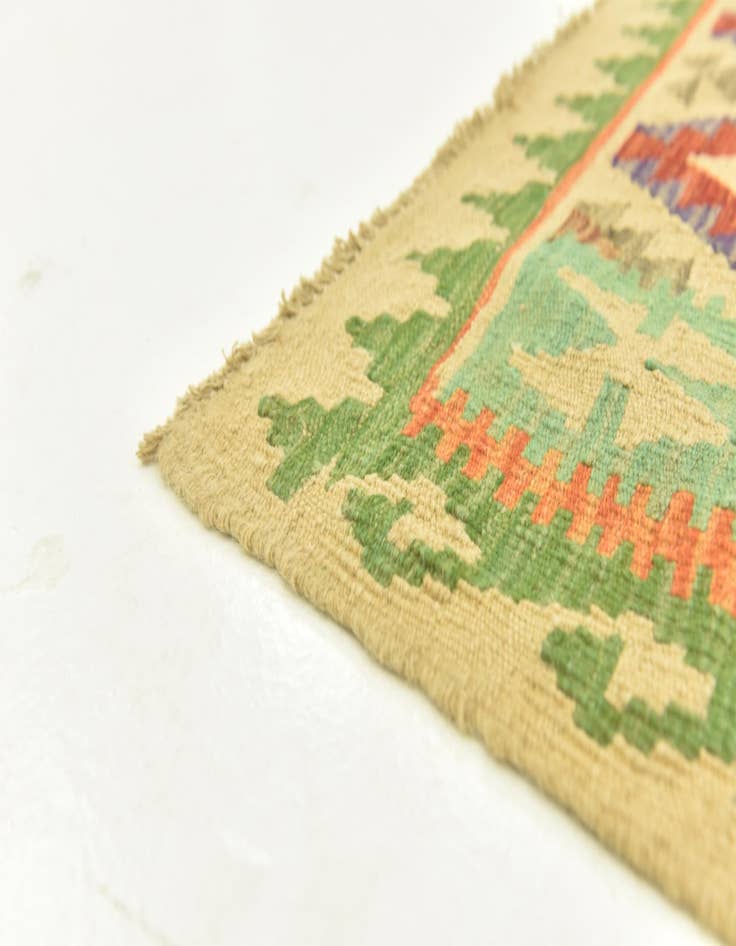 Detail image of  3' 8 x 4' 9  Hand Woven Kilim Maymana Wool Rug