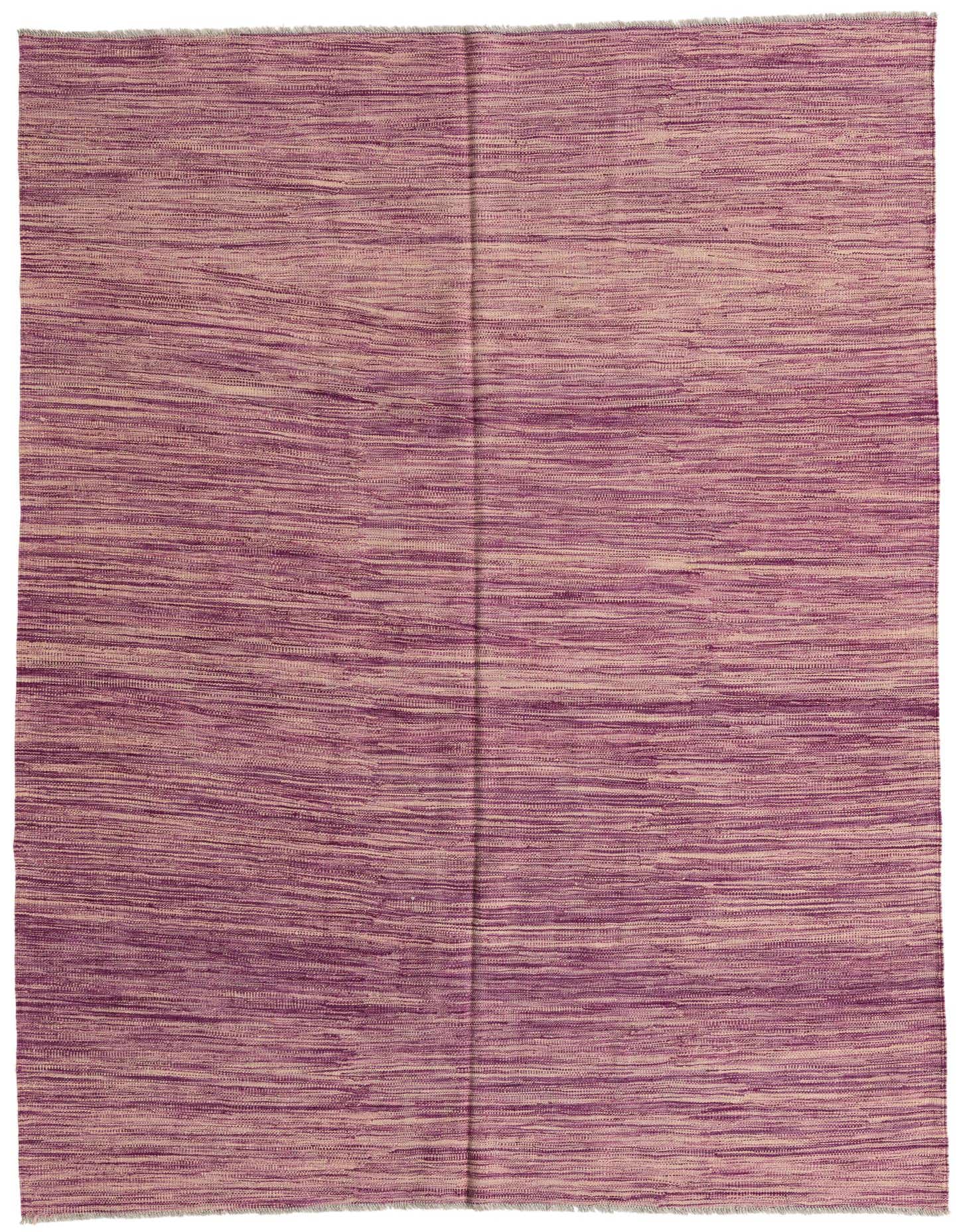 A 5x8 rectangular purple flatweave rug with a subtle horizontal striped pattern, ideal for a modern living room.