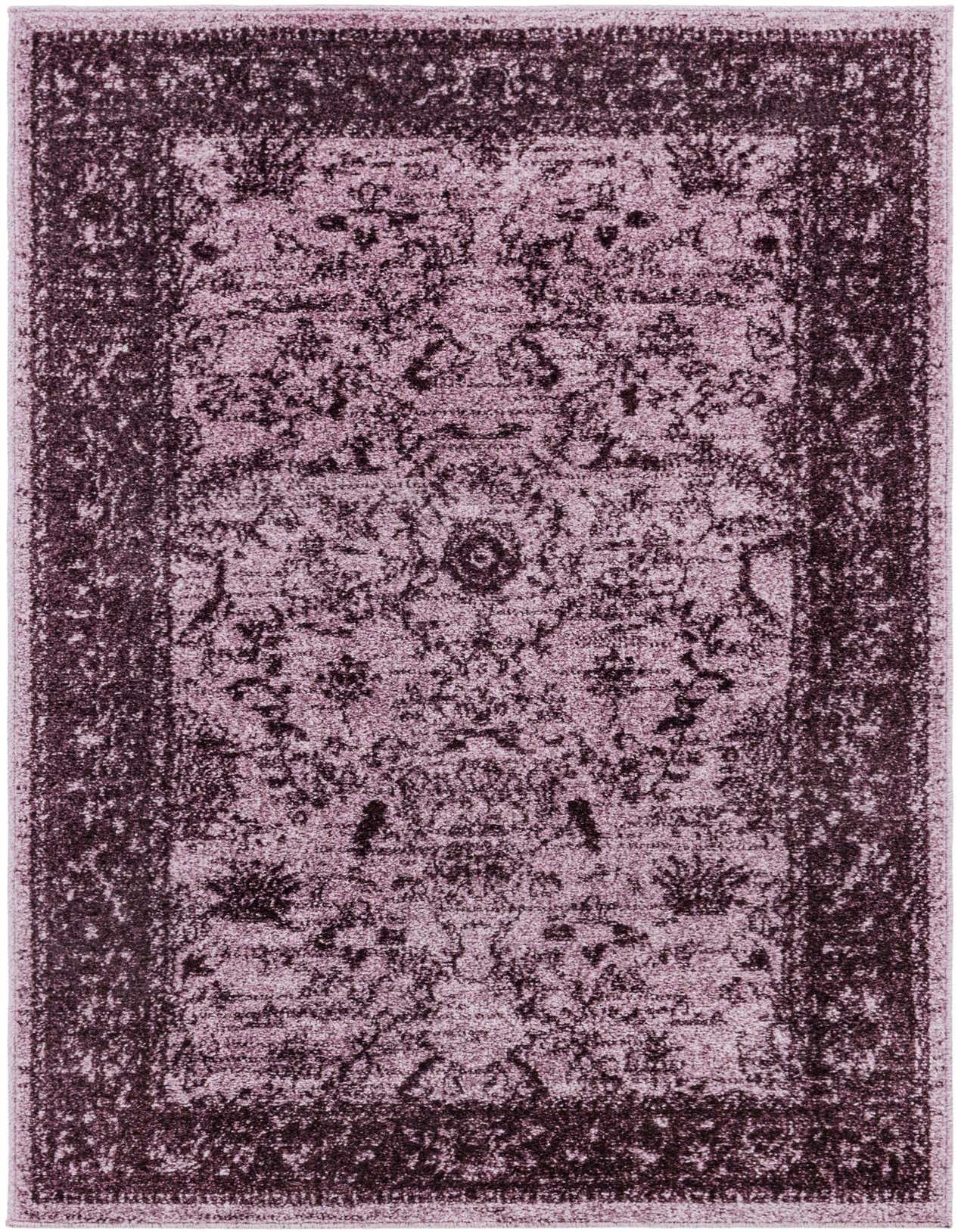 A 3x5 rectangular Miranda rug by Rugs.com, featuring a distressed traditional floral pattern in shades of purple with a darker border.