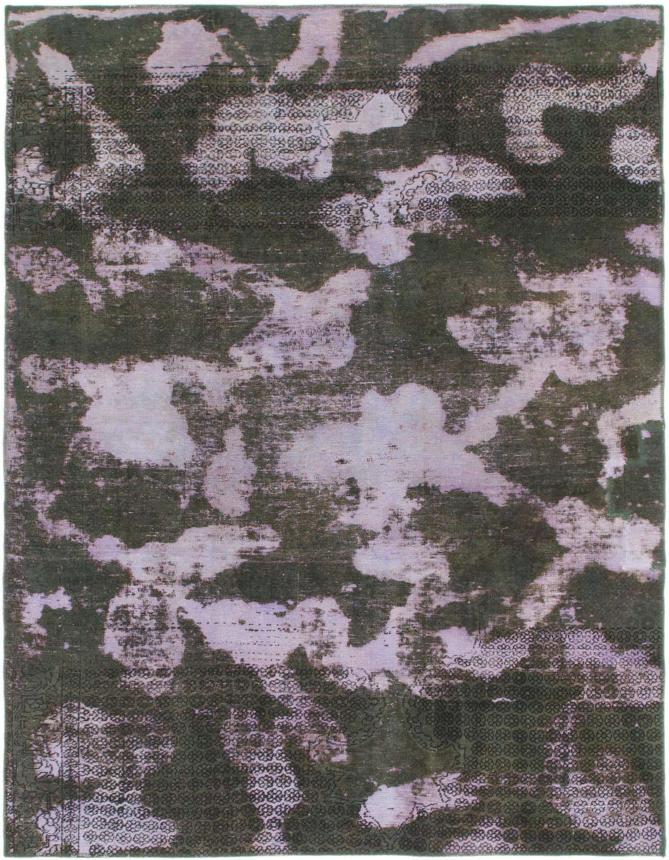 A 6x9 rectangular Ultra Vintage rug featuring an abstract, faded purple and dark gray Persian pattern, suitable for a living room.
