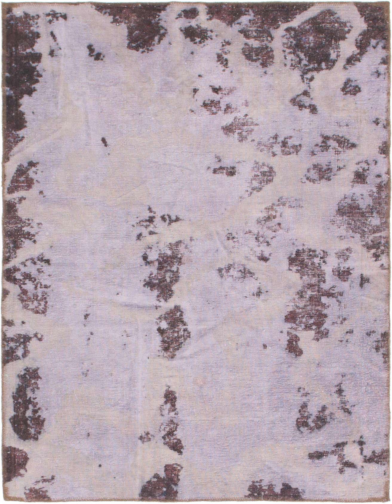 A 4x6 rectangular Ultra Vintage wool rug in shades of purple with an abstract, distressed Persian pattern.