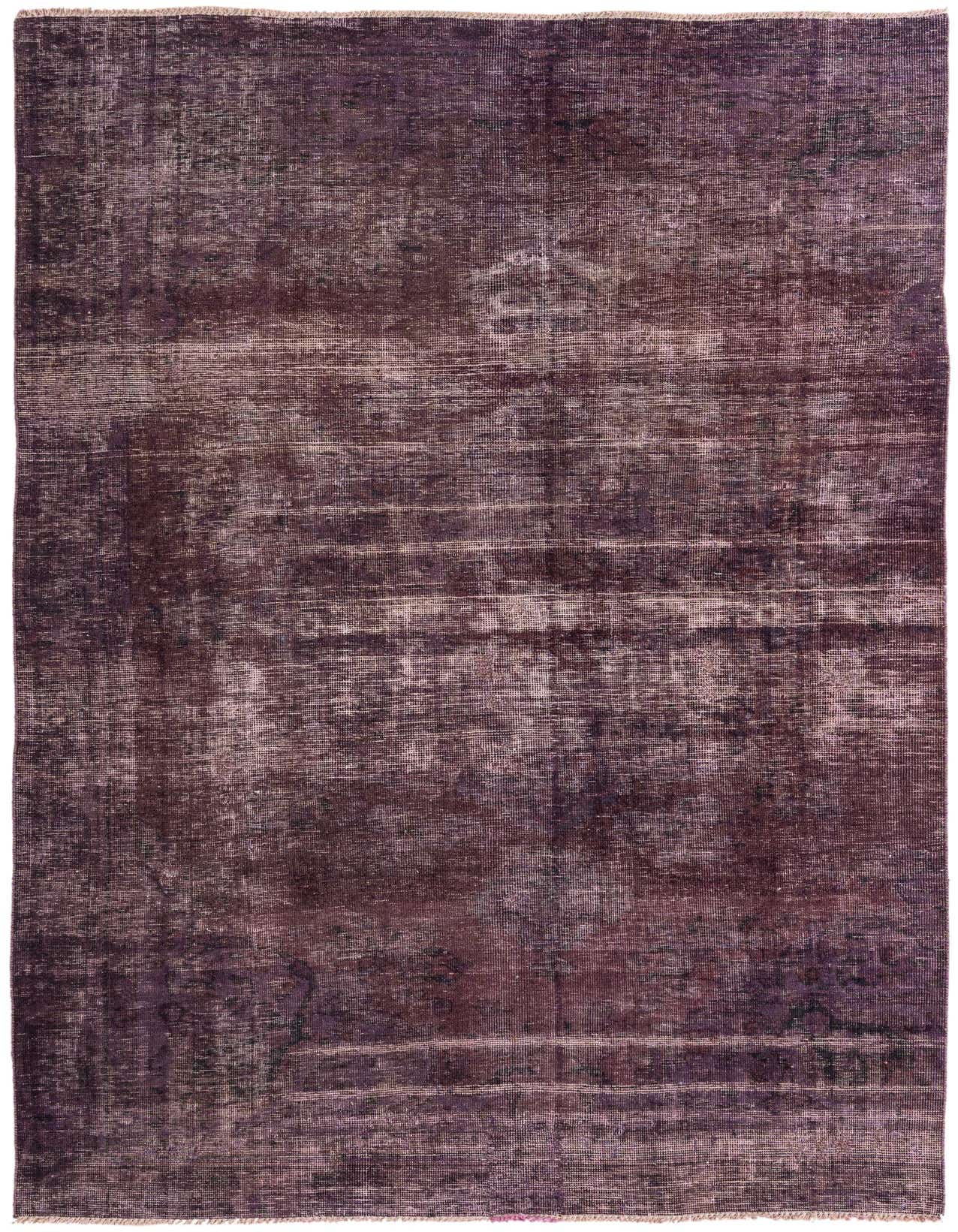 A 6x9 rectangular Ultra Vintage wool rug in varying shades of purple with a distressed Persian pattern.