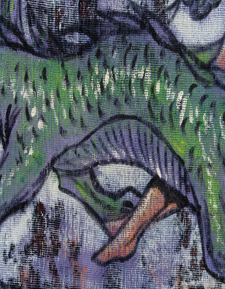 Detail image of  4' 10 x 5' 8  Hand Knotted Ultra Vintage Persian Wool Rug