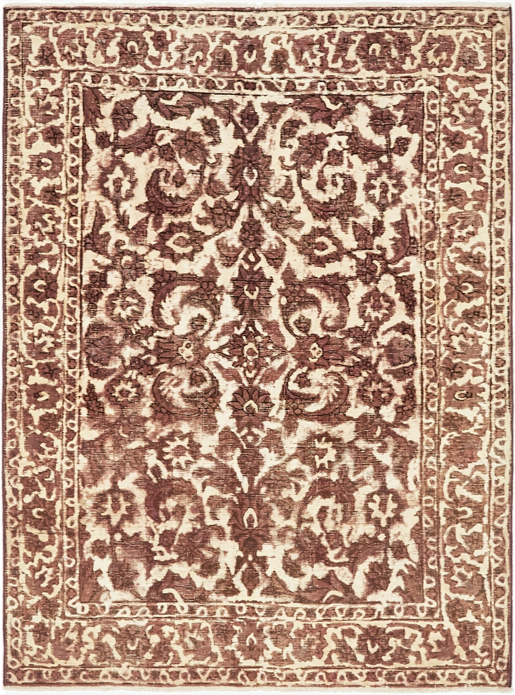  4' 8 x 6' 3  Hand Knotted Ultra Vintage Persian Wool Rug