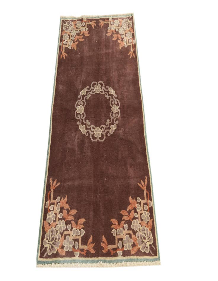 Detail image of 2' 2 x 4' 2 Hand Knotted Antique Finish Wool Runner Rug