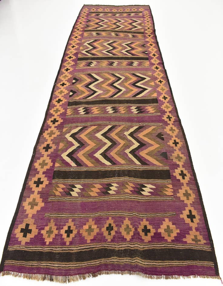 Detail image of  6' x 12' 7  Hand Woven Kilim Fars Wool Runner Rug