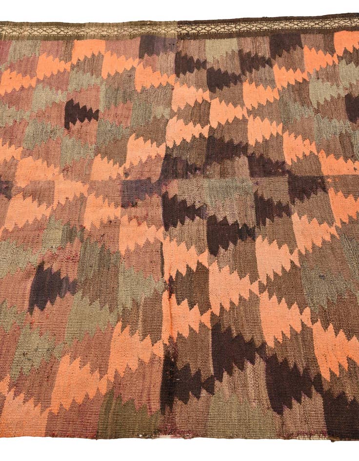 Detail image of  4' 5 x 11' 5  Hand Woven Kilim Fars Wool Runner Rug
