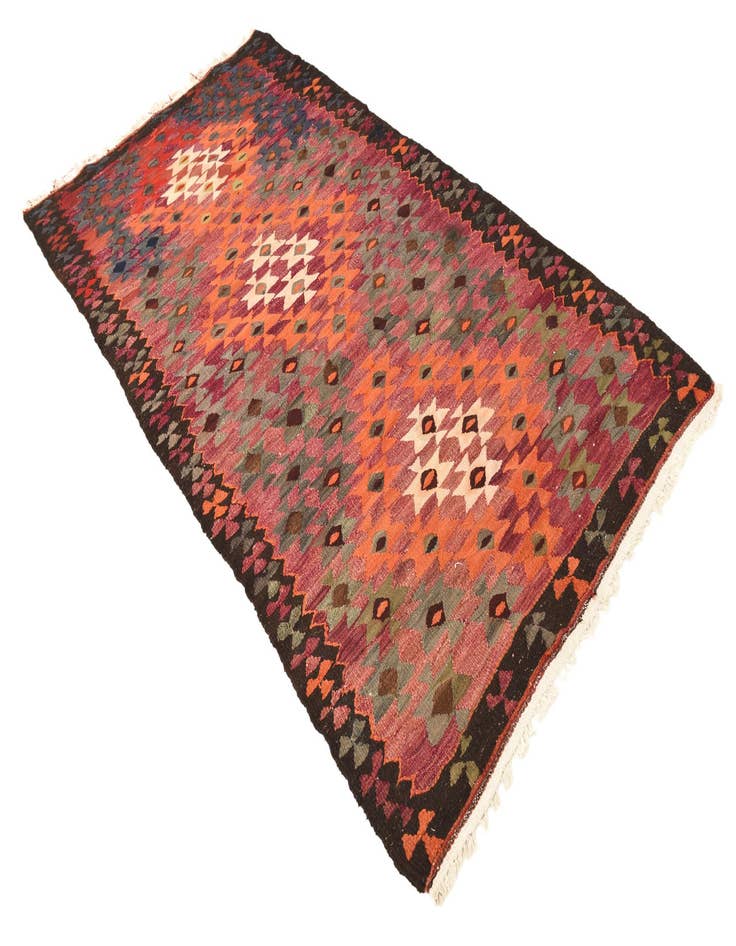 Detail image of  4' 4 x 8' 5  Hand Woven Kilim Fars Wool Runner Rug