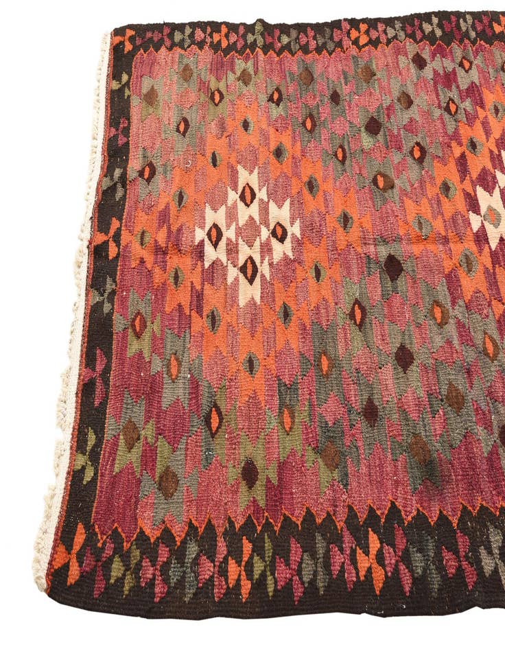 Detail image of  4' 4 x 8' 5  Hand Woven Kilim Fars Wool Runner Rug