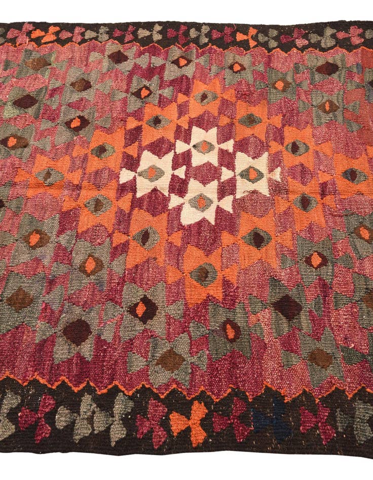 Detail image of  4' 4 x 8' 5  Hand Woven Kilim Fars Wool Runner Rug