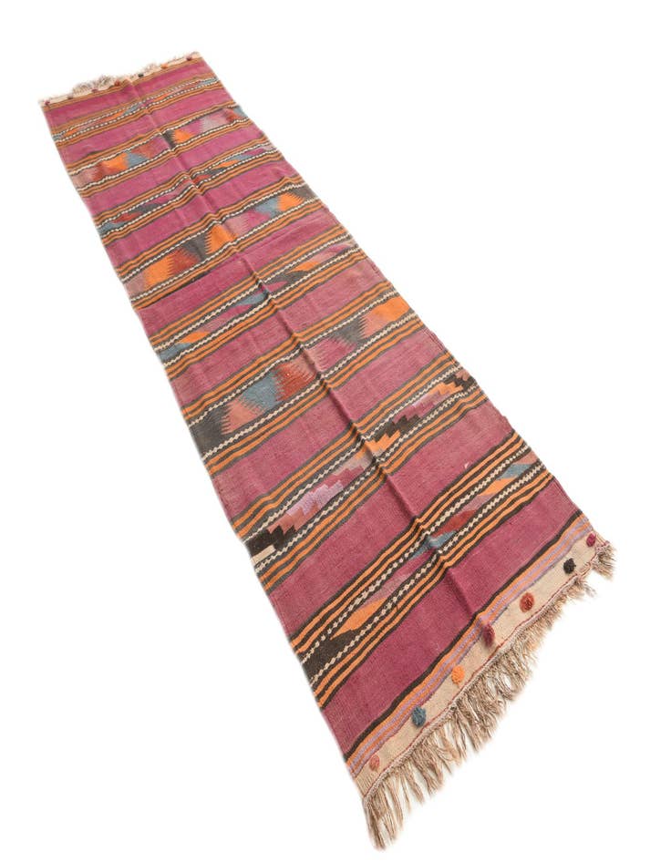 Detail image of  4' x 12' 4  Hand Woven Kilim Fars Wool Runner Rug