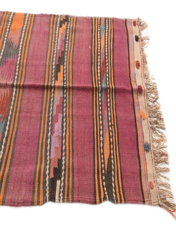 Detail image of  4' x 12' 4  Hand Woven Kilim Fars Wool Runner Rug