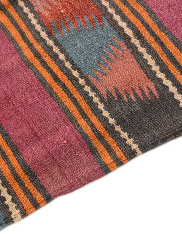 Detail image of  4' x 12' 4  Hand Woven Kilim Fars Wool Runner Rug