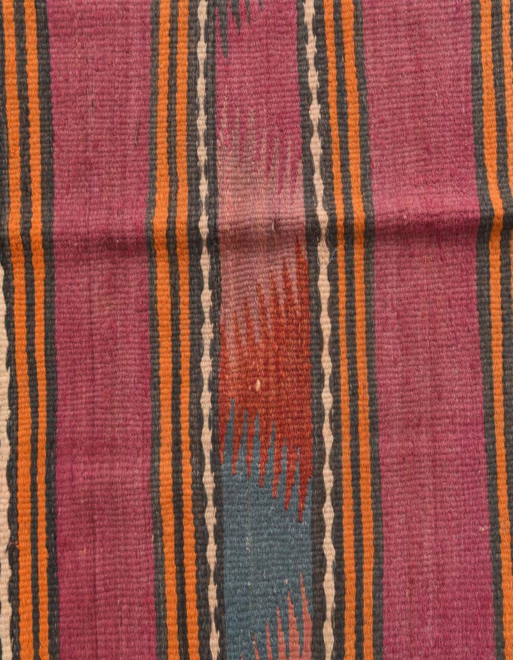 Detail image of  4' x 12' 4  Hand Woven Kilim Fars Wool Runner Rug