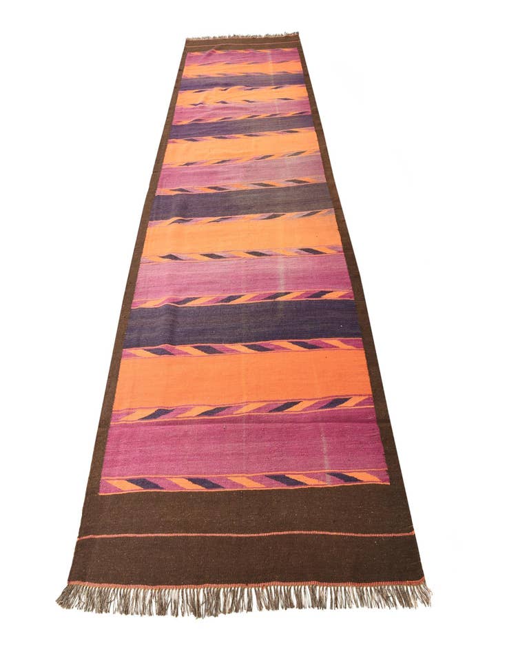 Detail image of  4' 6 x 11' 10  Hand Woven Kilim Fars Wool Runner Rug