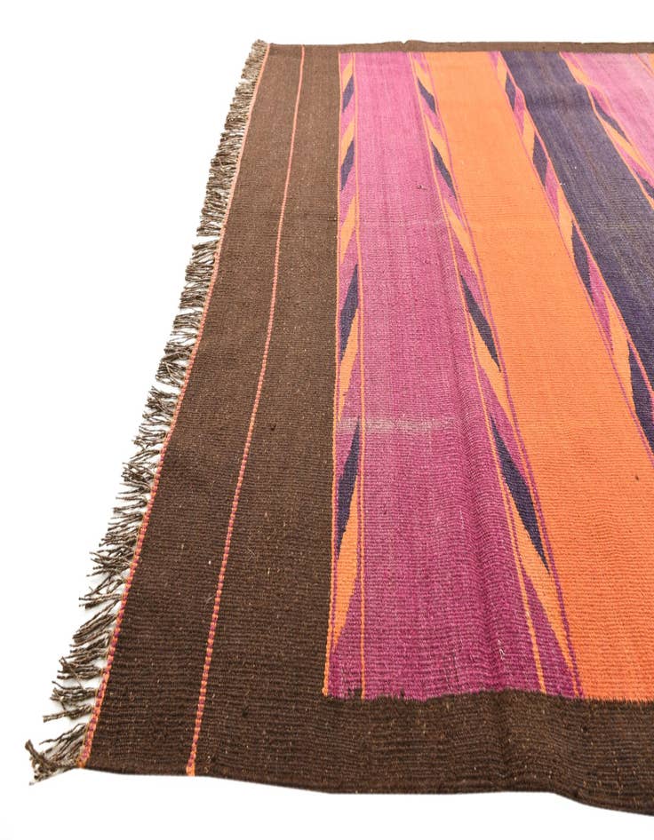 Detail image of  4' 6 x 11' 10  Hand Woven Kilim Fars Wool Runner Rug