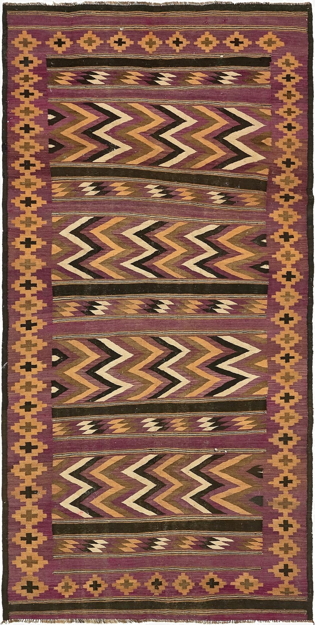  6' x 12' 7  Hand Woven Kilim Fars Wool Runner Rug