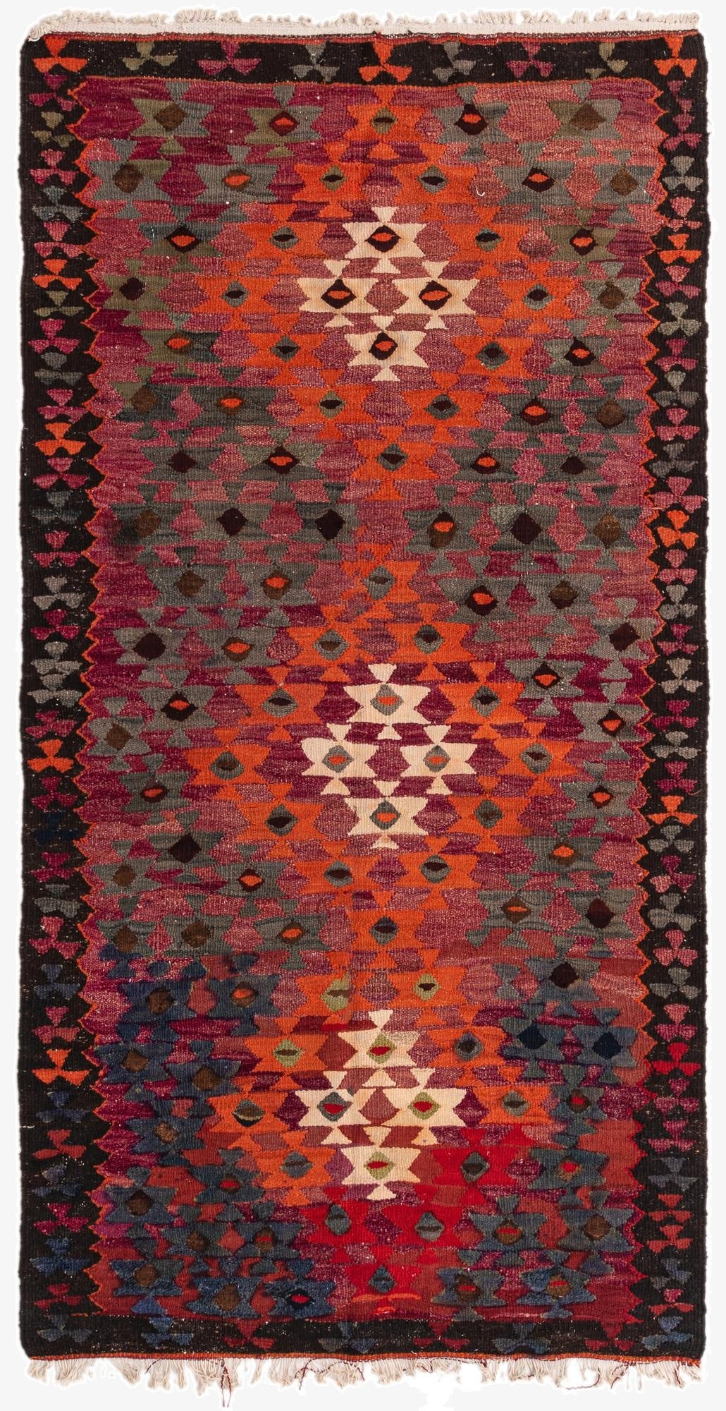  4' 4 x 8' 5  Hand Woven Kilim Fars Wool Runner Rug