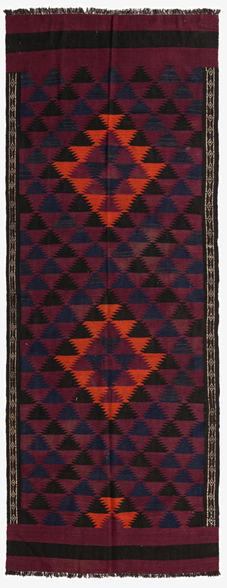 4' 5 x 11' 9  Hand Woven Kilim Fars Wool Runner Rug