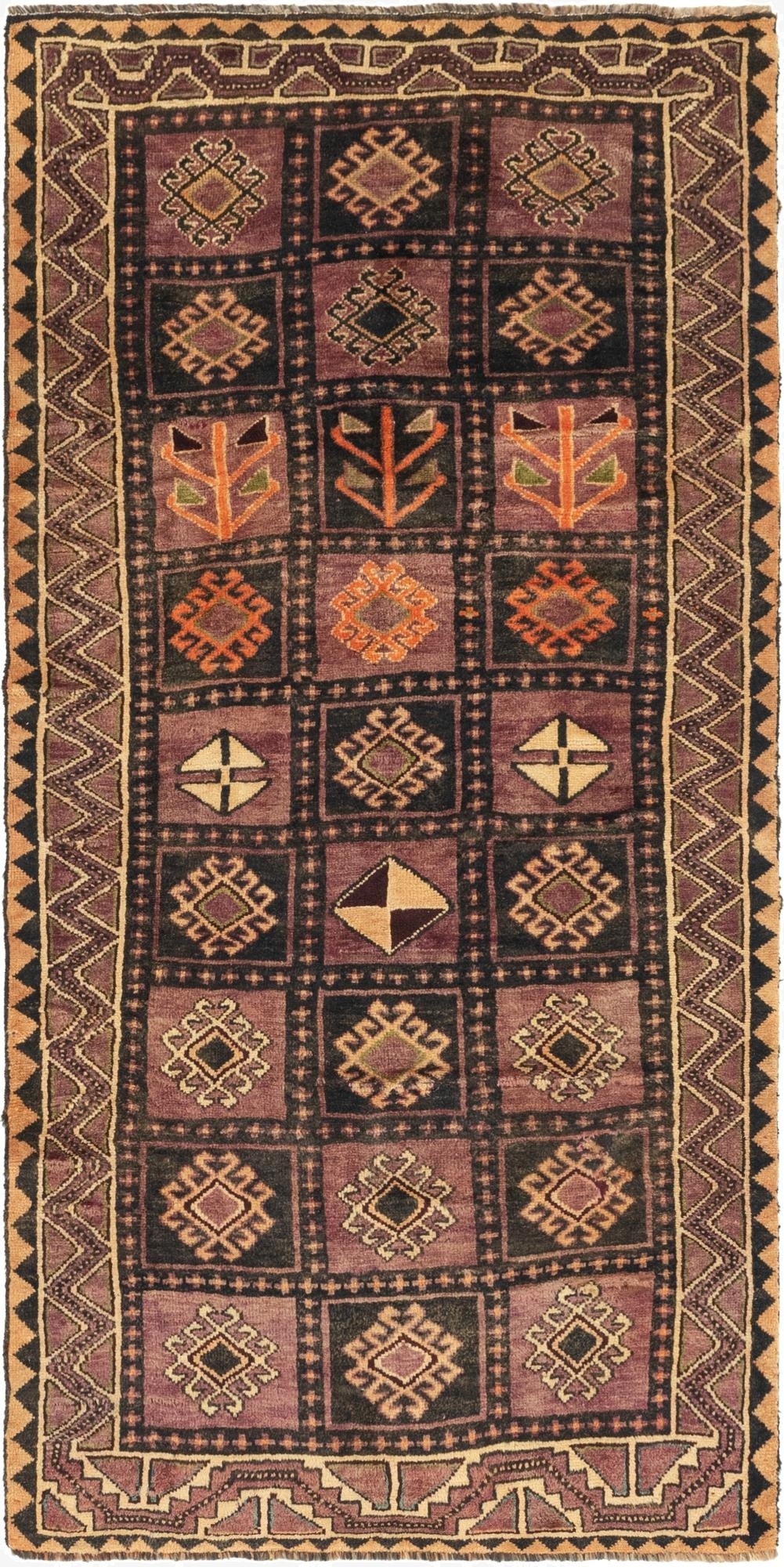  4' 4 x 9'  Hand Knotted Shiraz-Lori Persian Wool Runner Rug