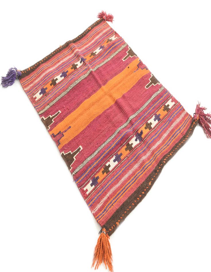 Detail image of  3' x 3' 8  Hand Woven Kilim Afghan Wool Square Rug