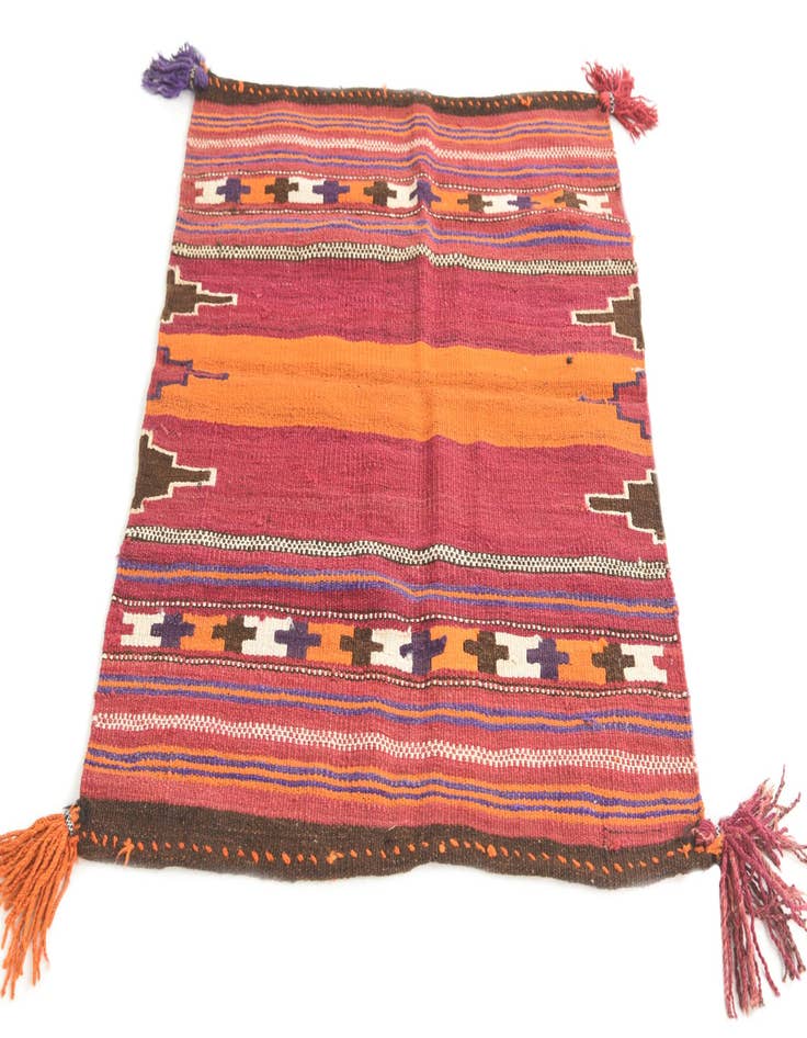 Detail image of  3' x 3' 8  Hand Woven Kilim Afghan Wool Square Rug