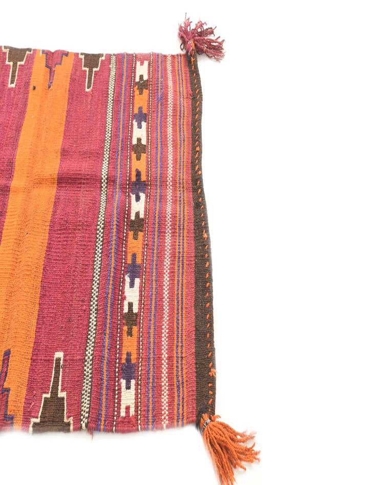 Detail image of  3' x 3' 8  Hand Woven Kilim Afghan Wool Square Rug