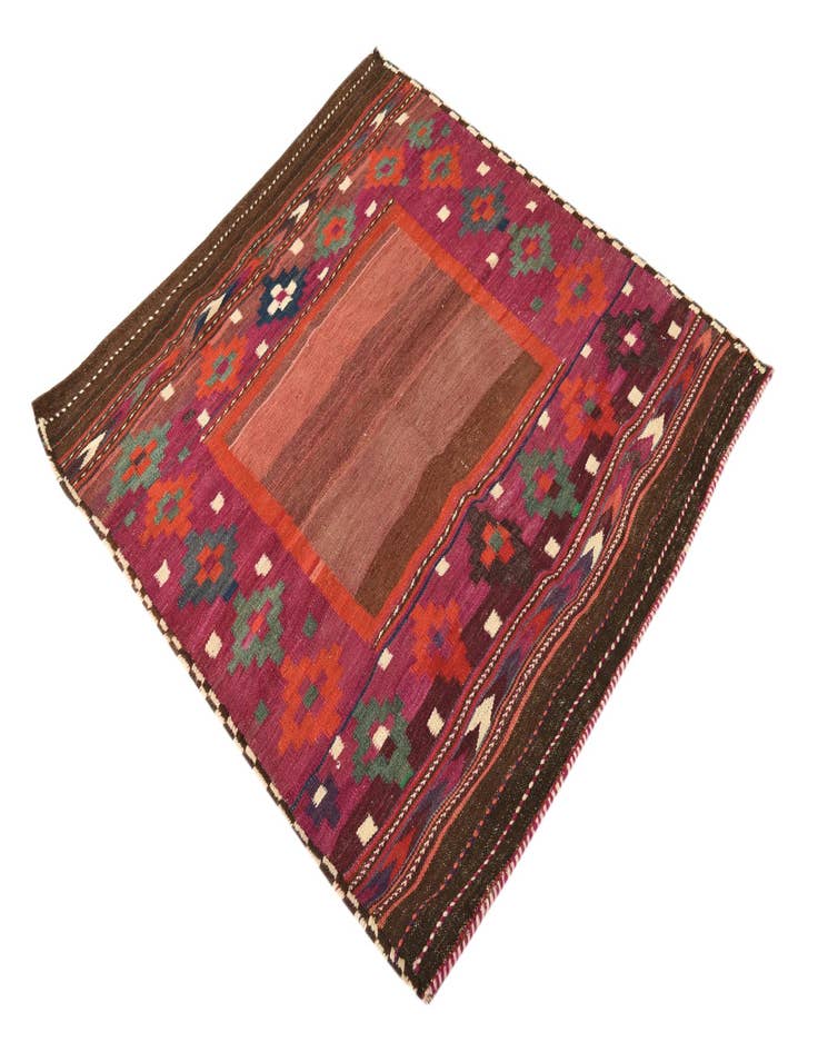 Detail image of 3' 9 x 4' 3 Hand Woven Kilim Fars Wool Square Rug