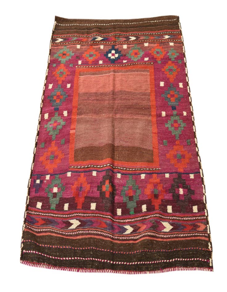 Detail image of 3' 9 x 4' 3 Hand Woven Kilim Fars Wool Square Rug