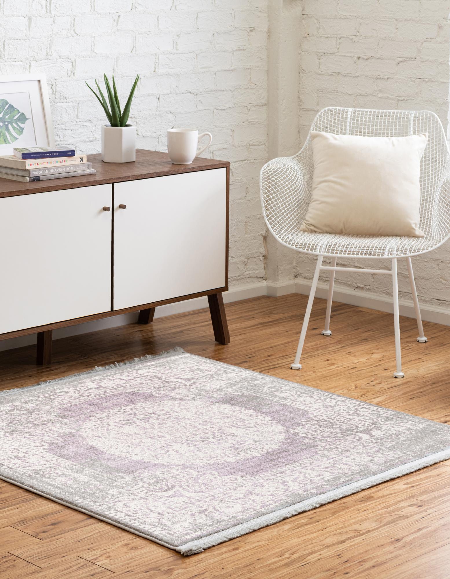 Purple 4' x 4' Modern Classical Square Rug | Rugs.com
