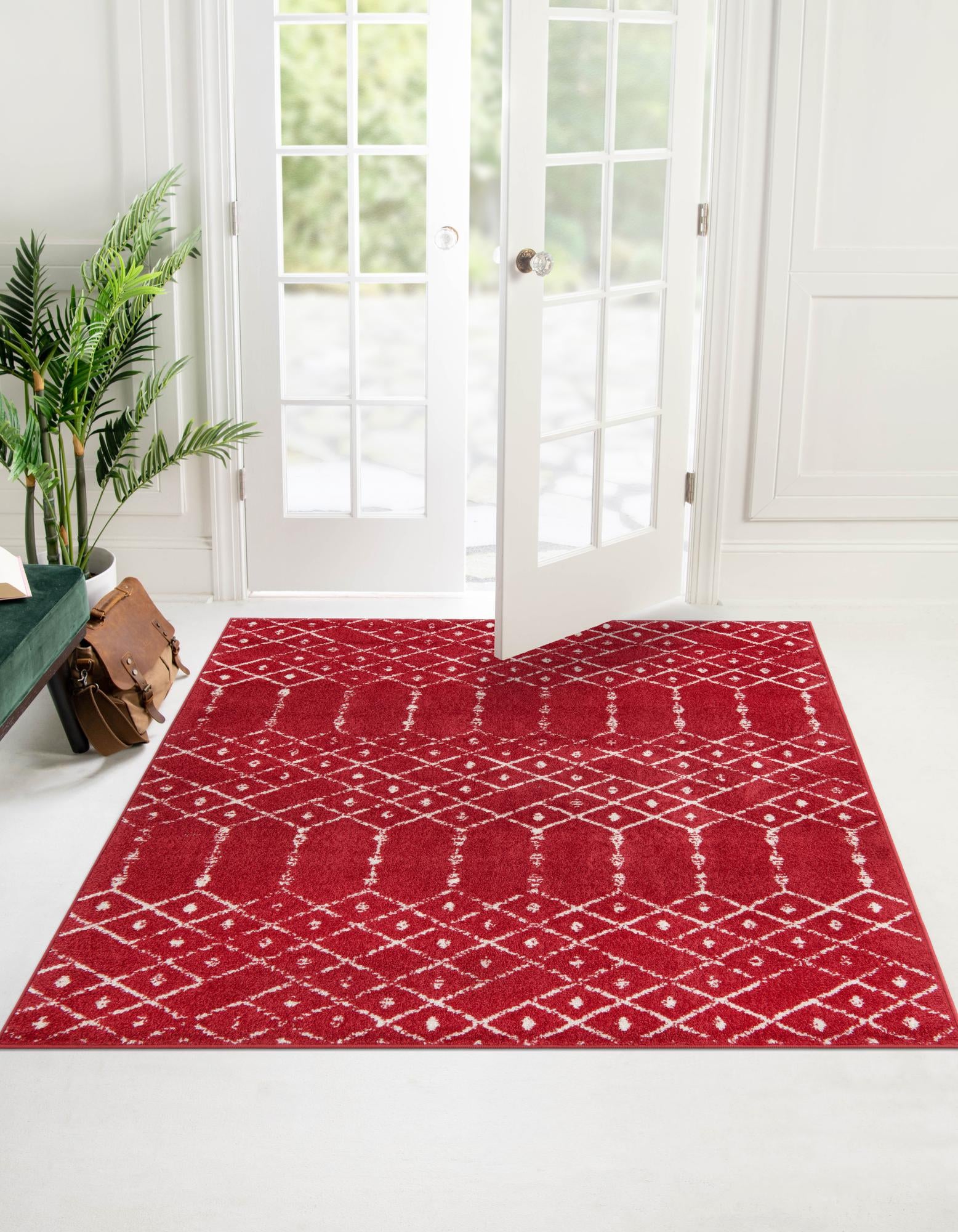 Raspberry Pink 4' x 4' Paxon Trellis Square Rug | Rugs.com
