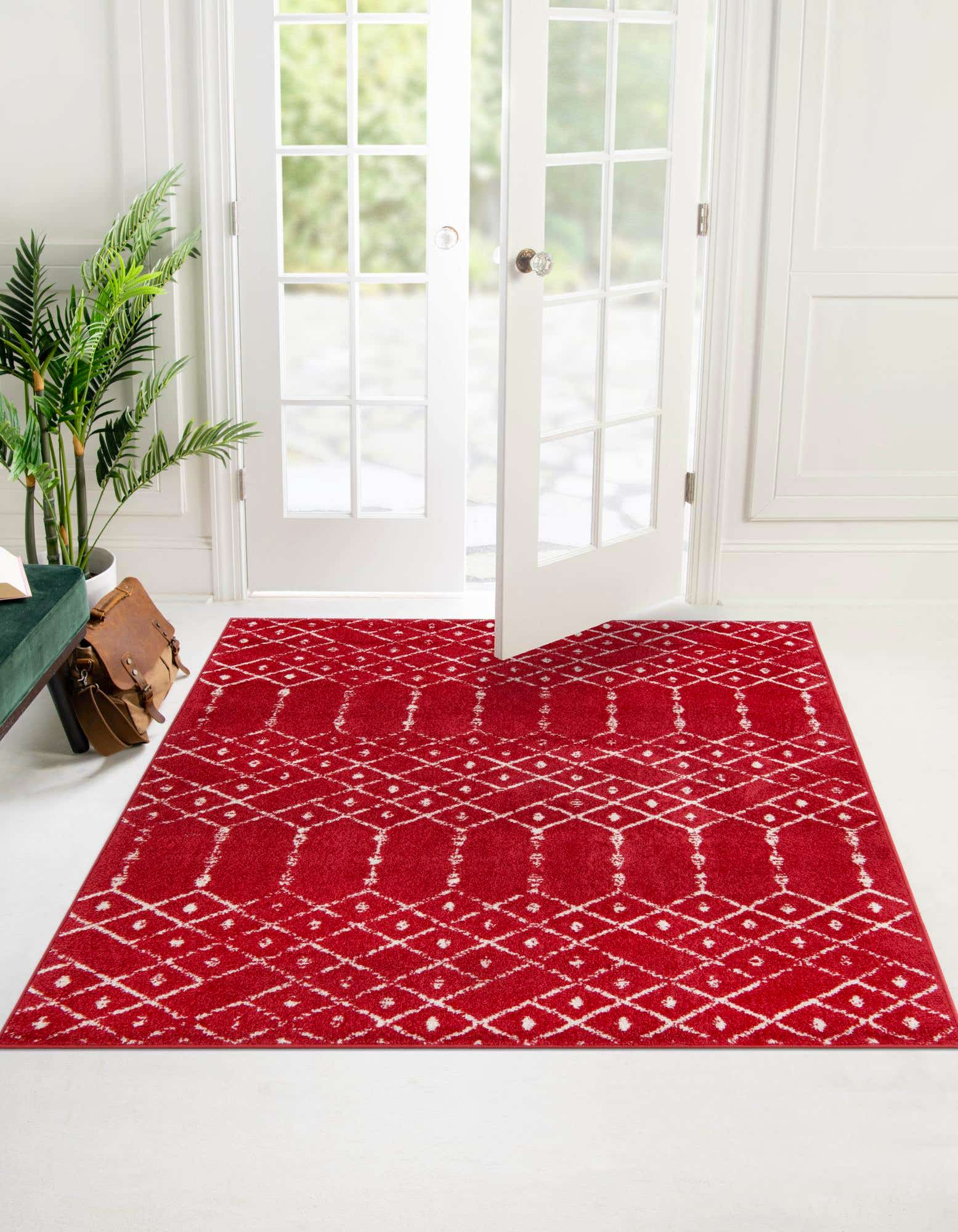 Raspberry Pink 4' x 4' Paxon Trellis Square Rug | Rugs.com
