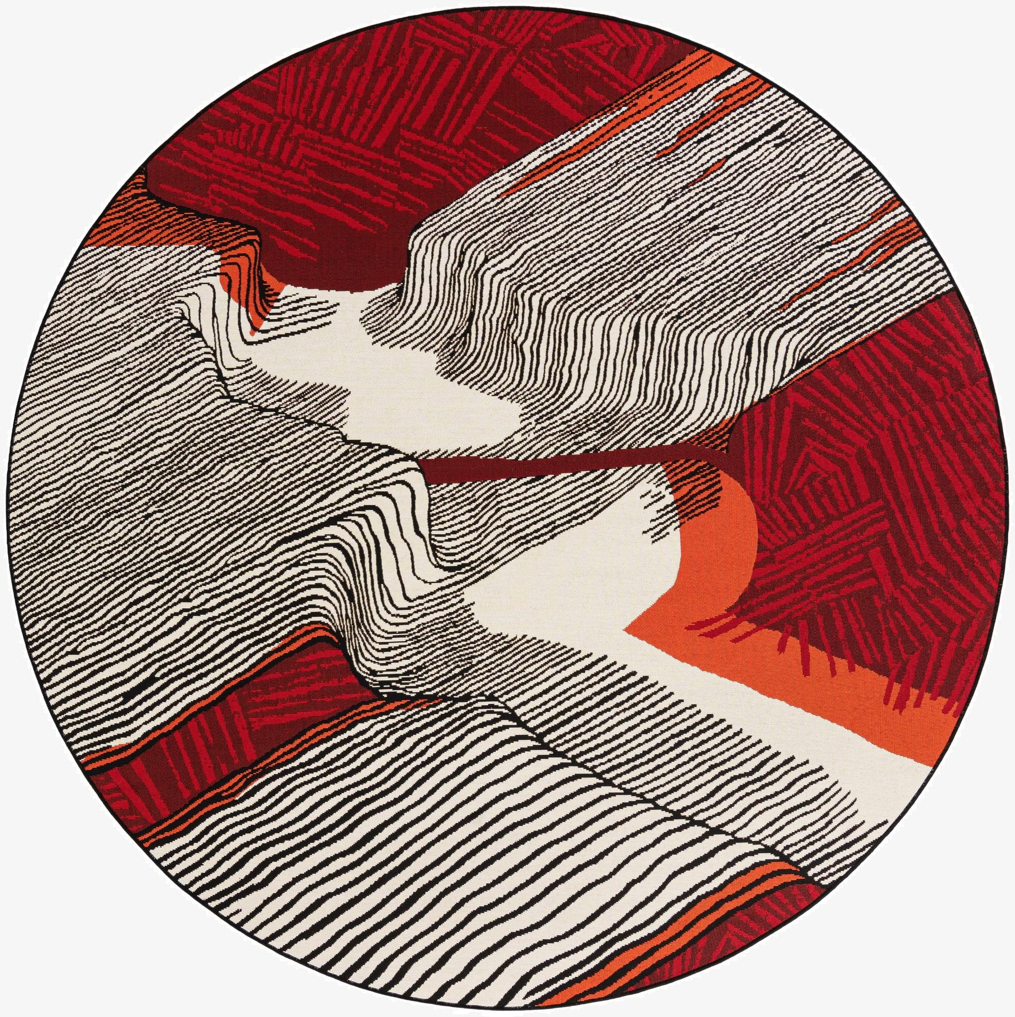  8' x 8'  Washable Modern Indoor / Outdoor Round Rug