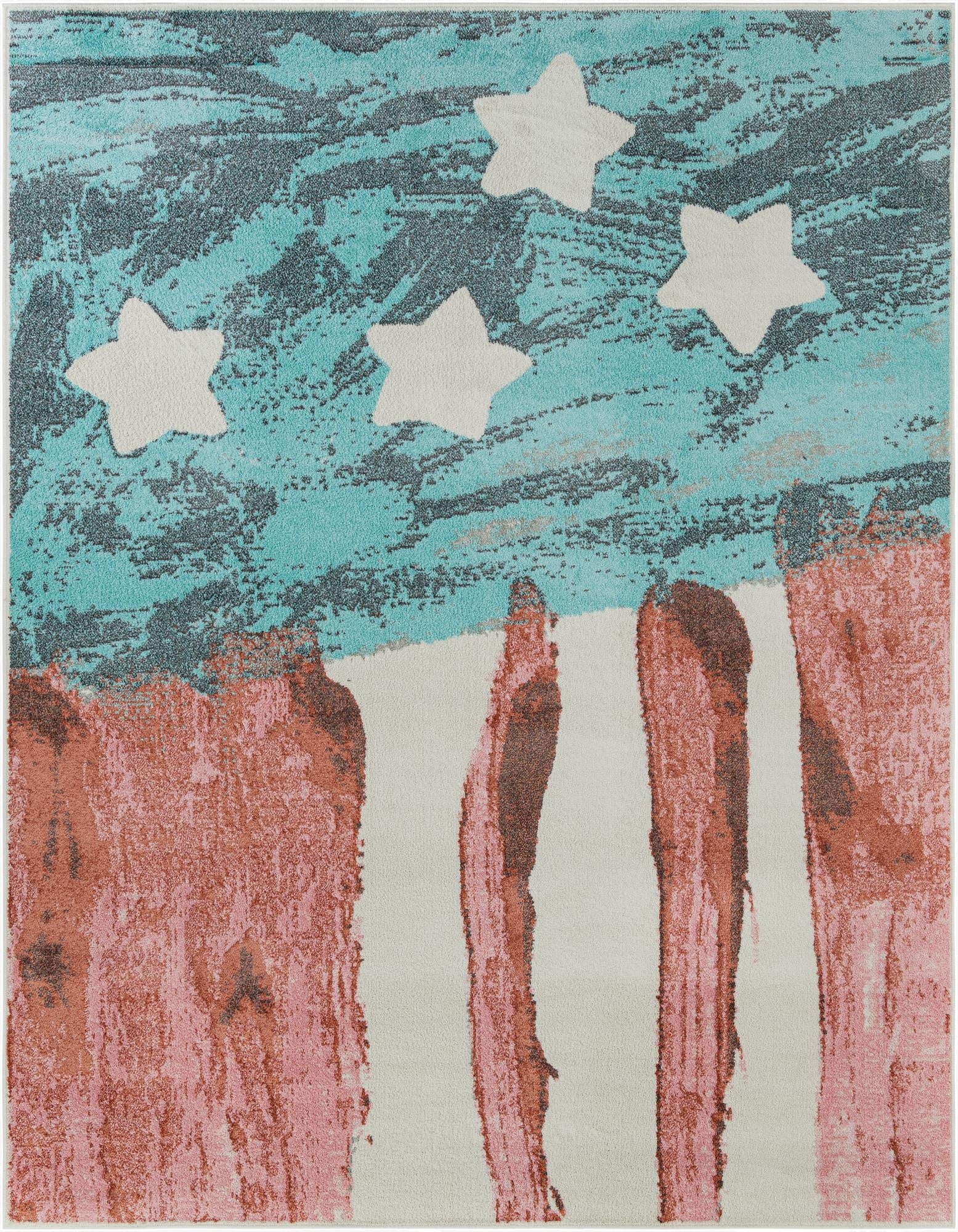  7' 10 x 10' American Flag Whimsy Kids Rug