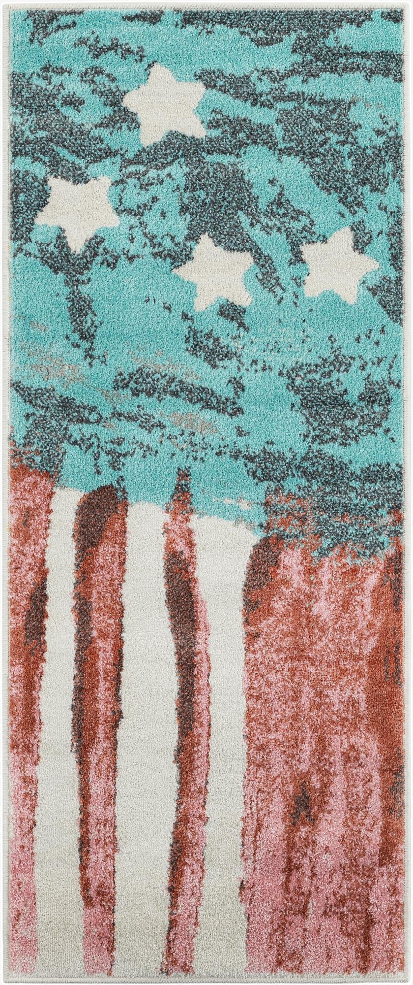  2' 2 x 5' 1 American Flag Whimsy Kids Runner Rug