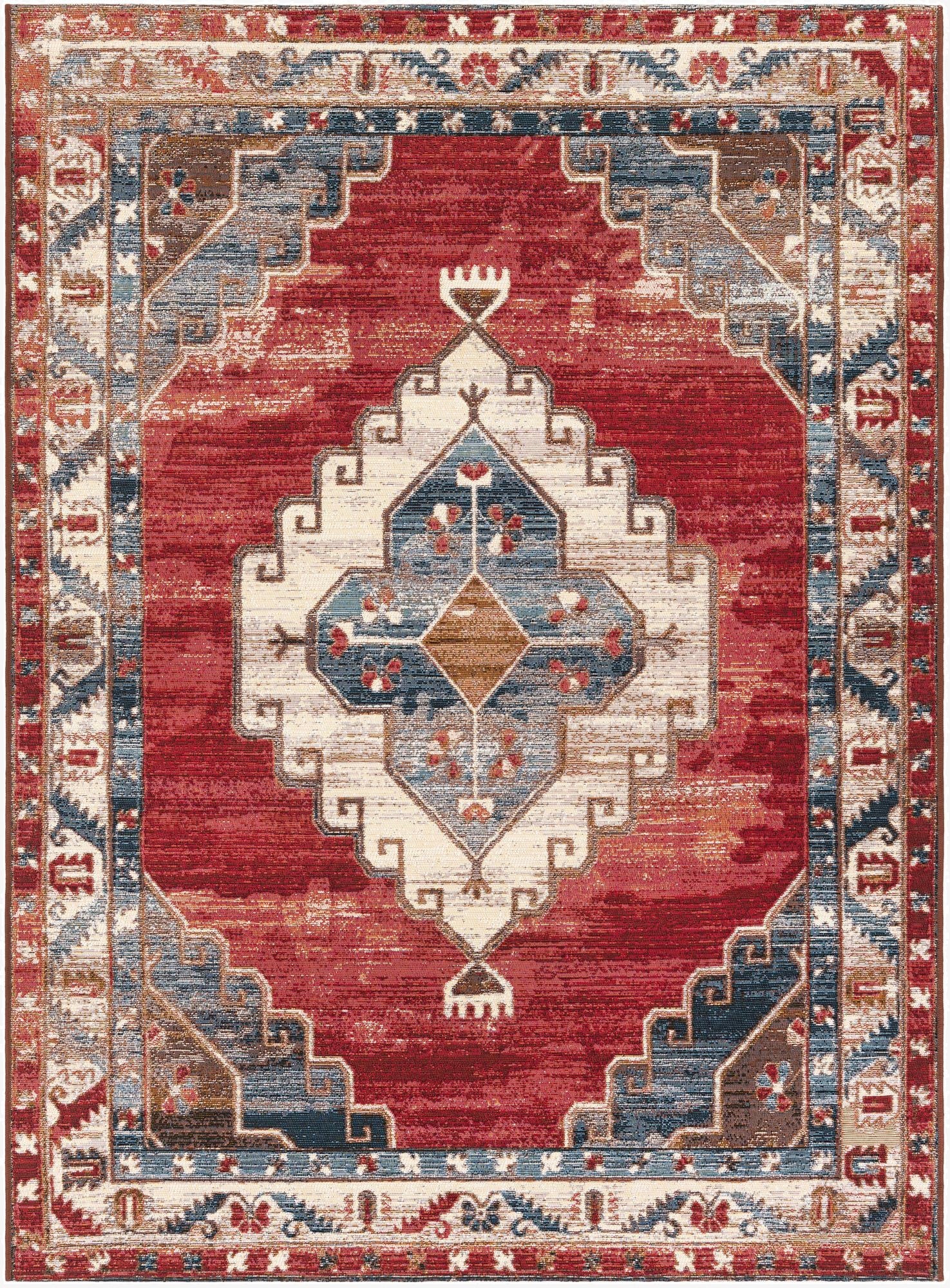  5' x 7'  Washable Traditional Indoor / Outdoor Rug