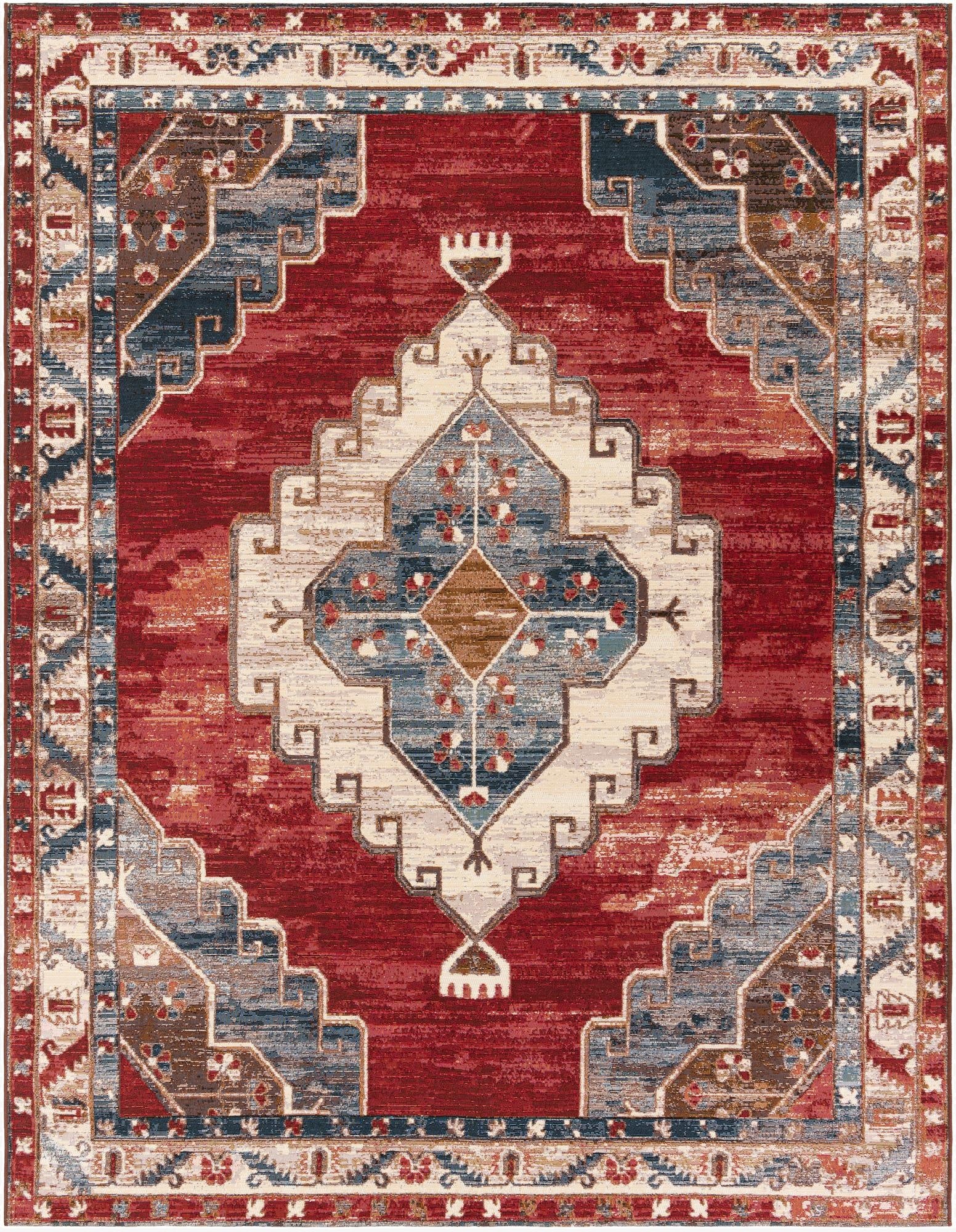  7' 10 x 10'  Washable Traditional Indoor / Outdoor Rug