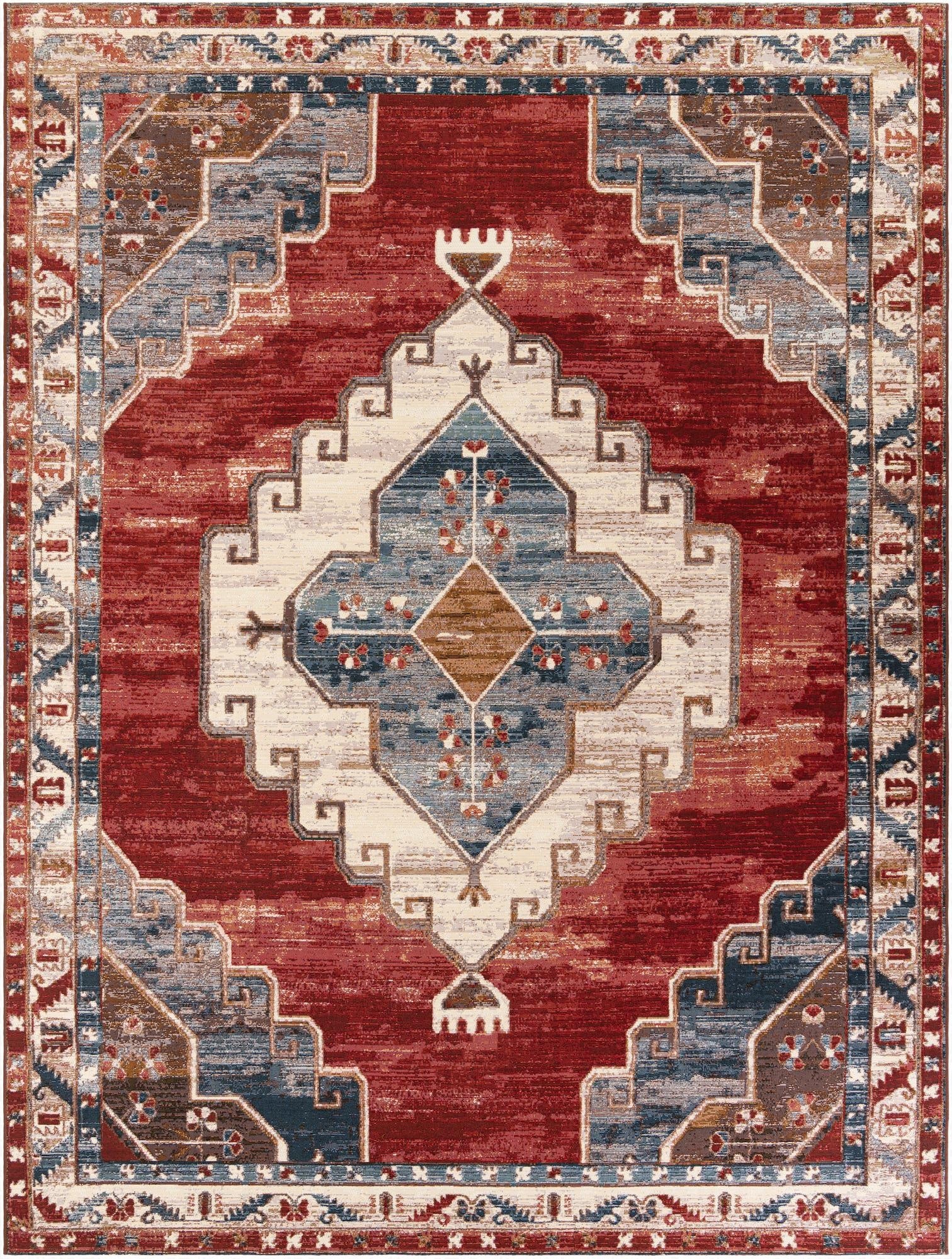  9' x 12'  Washable Traditional Indoor / Outdoor Rug