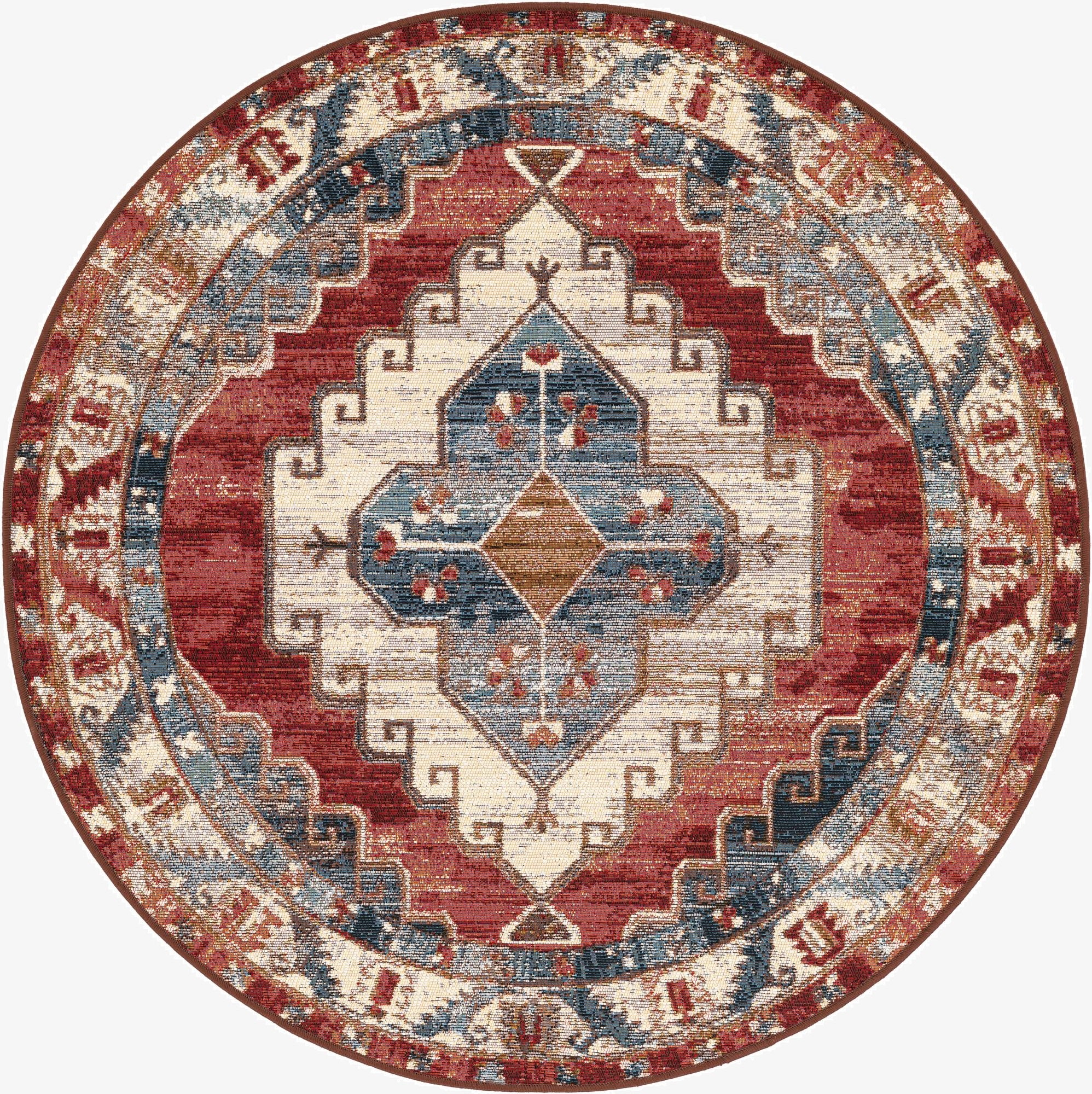  4' x 4'  Washable Traditional Indoor / Outdoor Round Rug
