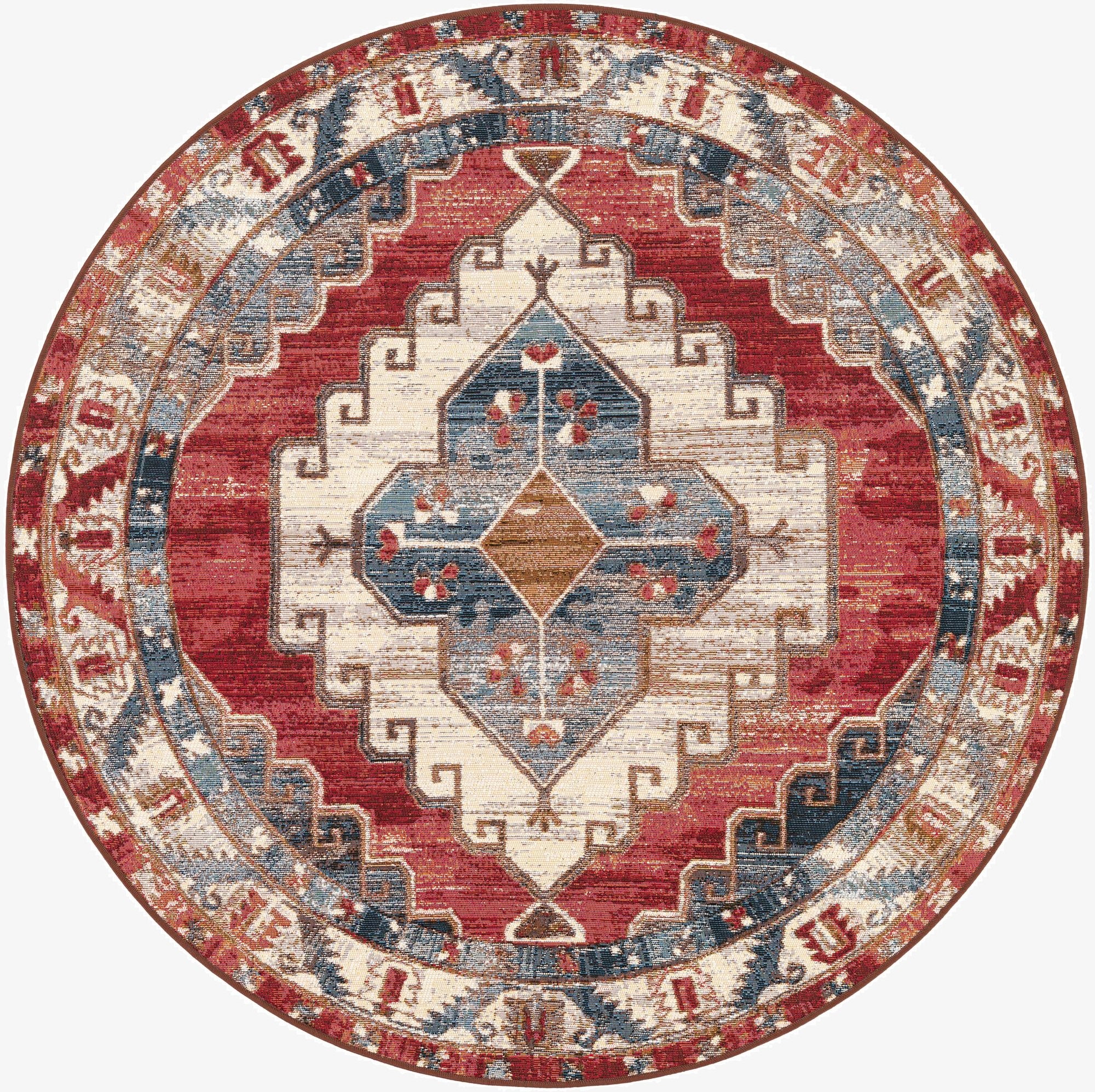  5' x 5'  Washable Traditional Indoor / Outdoor Round Rug