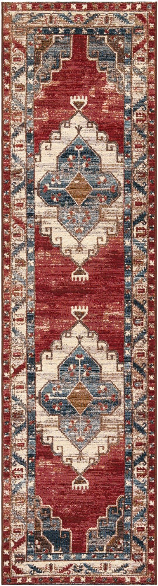  2' 7 x 10'  Washable Traditional Indoor / Outdoor Runner Rug